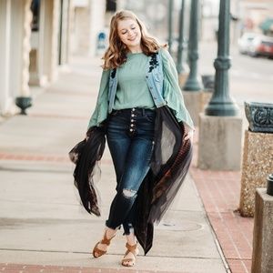 OOAK Upcycled Vest Denim Duster Scarves Boho Gypsy